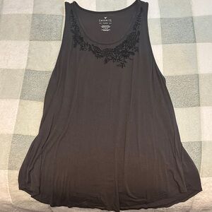 Women's Grey Embroidered Tank Top